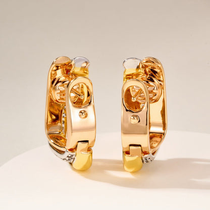 [Luna Brilliance]TRINITY HALF DIAMOND  CUSHION EARRINGS