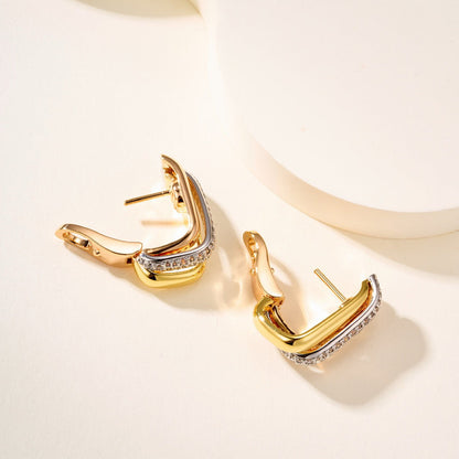 [Luna Brilliance]TRINITY HALF DIAMOND  CUSHION EARRINGS
