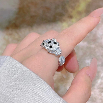 [Luna Brilliance]PANTHERE SPOTTED FULL DIAMOND MEDIUM RING