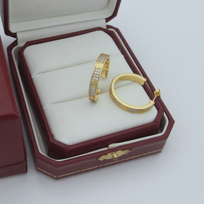 [Luna Brilliance]LOVE EARRINGS 3.6MM DIAMOND PAVED