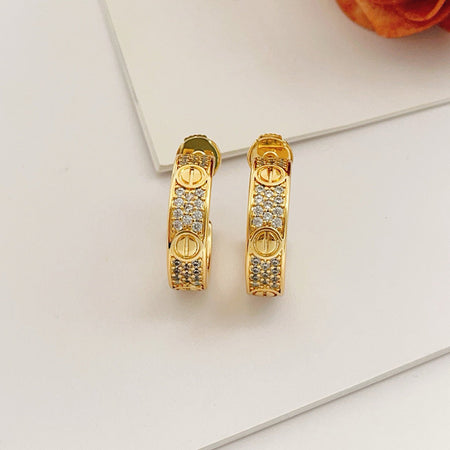 [Luna Brilliance]LOVE 5.5MM DIAMOND PAVED EARRINGS