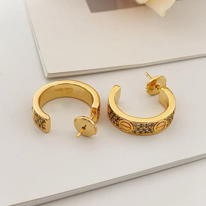 [Luna Brilliance]LOVE 5.5MM DIAMOND PAVED EARRINGS
