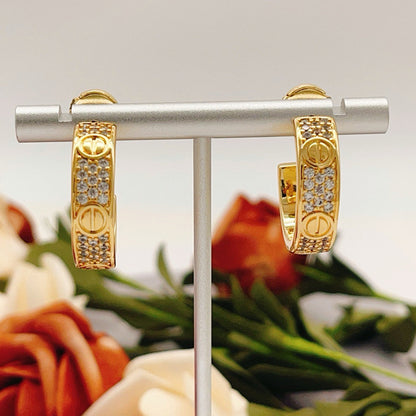 [Luna Brilliance]LOVE 5.5MM DIAMOND PAVED EARRINGS