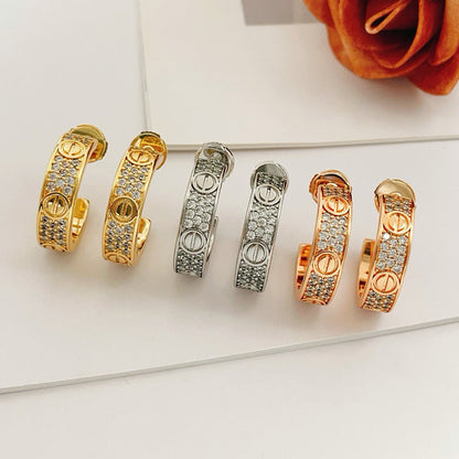 [Luna Brilliance]LOVE 5.5MM DIAMOND PAVED EARRINGS
