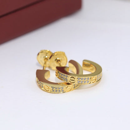 [Luna Brilliance]LOVE 5.5MM DIAMOND PAVED EARRINGS