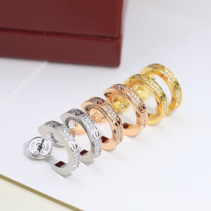 [Luna Brilliance]LOVE 5.5MM DIAMOND PAVED EARRINGS