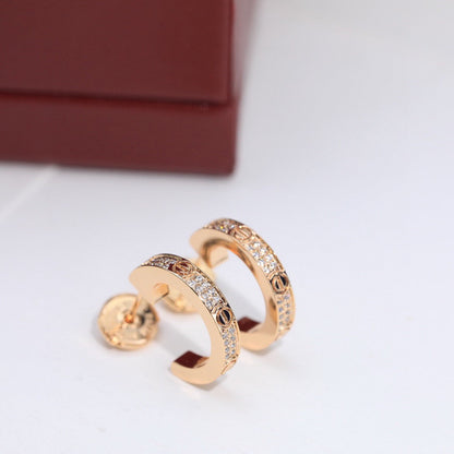 [Luna Brilliance]LOVE 5.5MM DIAMOND PAVED EARRINGS