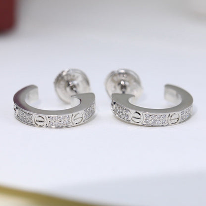 [Luna Brilliance]LOVE 5.5MM DIAMOND PAVED EARRINGS