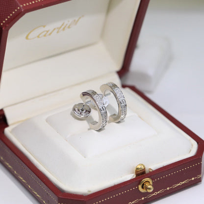 [Luna Brilliance]LOVE 5.5MM DIAMOND PAVED EARRINGS