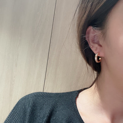 [Luna Brilliance]LOVE 5.5MM DIAMOND PAVED EARRINGS