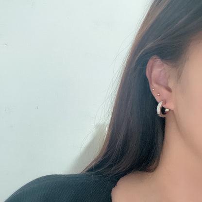 [Luna Brilliance]LOVE 5.5MM DIAMOND PAVED EARRINGS