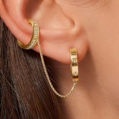 [Luna Brilliance]LOVE 3.0MM HALF DIAMOND EARRINGS
