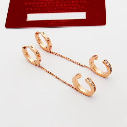 [Luna Brilliance]LOVE 3.0MM HALF DIAMOND EARRINGS