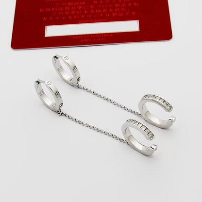 [Luna Brilliance]LOVE 3.0MM HALF DIAMOND EARRINGS