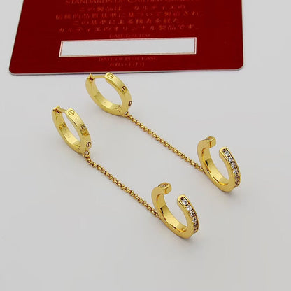 [Luna Brilliance]LOVE 3.0MM HALF DIAMOND EARRINGS