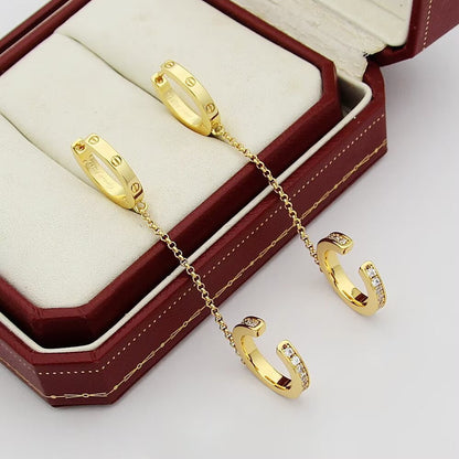 [Luna Brilliance]LOVE 3.0MM HALF DIAMOND EARRINGS
