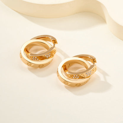 [Luna Brilliance]LOVE 3.3MM DANGLE HALF DIAMOND EARRINGS