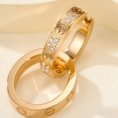 [Luna Brilliance]LOVE 3.3MM DANGLE HALF DIAMOND EARRINGS