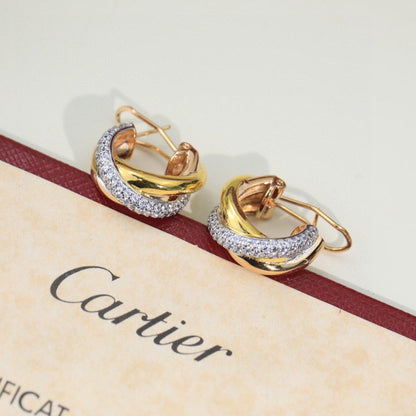 [Luna Brilliance]TRINITY HALF DIAMOND  CLASSIC EARRINGS