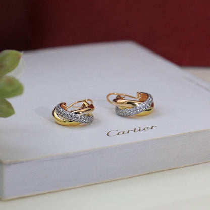 [Luna Brilliance]TRINITY HALF DIAMOND  CLASSIC EARRINGS