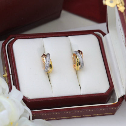 [Luna Brilliance]TRINITY HALF DIAMOND  CLASSIC EARRINGS