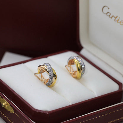 [Luna Brilliance]TRINITY HALF DIAMOND  CLASSIC EARRINGS