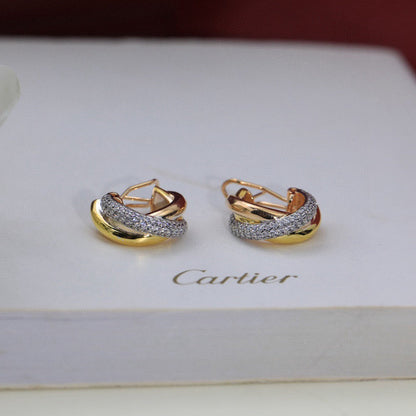 [Luna Brilliance]TRINITY HALF DIAMOND  CLASSIC EARRINGS