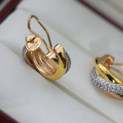 [Luna Brilliance]TRINITY HALF DIAMOND  CLASSIC EARRINGS