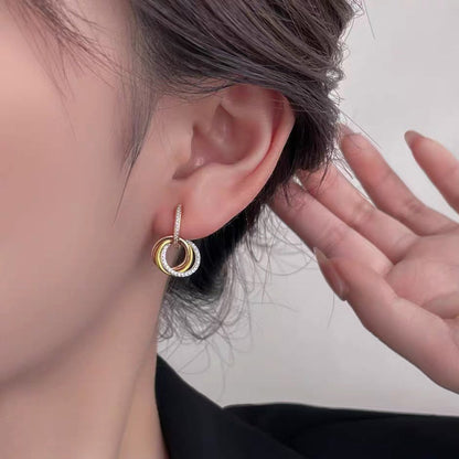 [Luna Brilliance]TRINITY HALF DIAMOND  EARRINGS