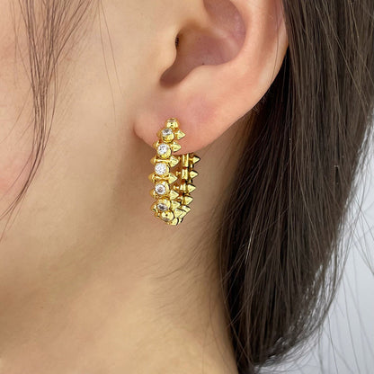 [Luna Brilliance]CLASH FULL DIAMOND MEDIUM EARRINGS
