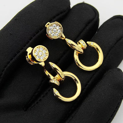 [Luna Brilliance]JUSTE HALF DIAMOND DOUBLE EARRINGS