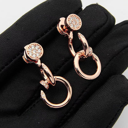 [Luna Brilliance]JUSTE HALF DIAMOND DOUBLE EARRINGS