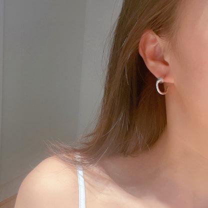 [Luna Brilliance]JUSTE FULL DIAMOND DOUBLE EARRINGS