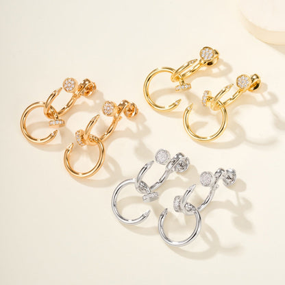 [Luna Brilliance]JUSTE HALF DIAMOND DOUBLE EARRINGS