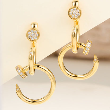 [Luna Brilliance]JUSTE HALF DIAMOND DOUBLE EARRINGS