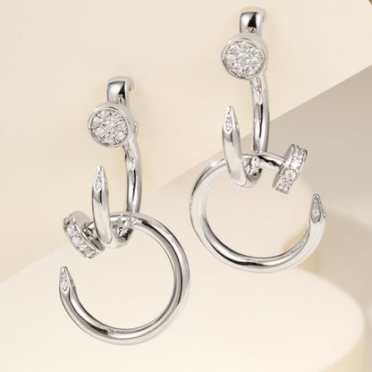 [Luna Brilliance]JUSTE HALF DIAMOND DOUBLE EARRINGS