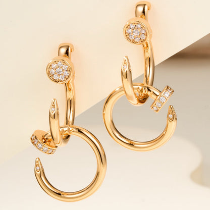 [Luna Brilliance]JUSTE HALF DIAMOND DOUBLE EARRINGS