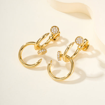 [Luna Brilliance]JUSTE HALF DIAMOND DOUBLE EARRINGS