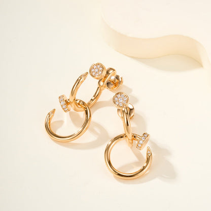 [Luna Brilliance]JUSTE HALF DIAMOND DOUBLE EARRINGS