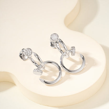 [Luna Brilliance]JUSTE HALF DIAMOND DOUBLE EARRINGS