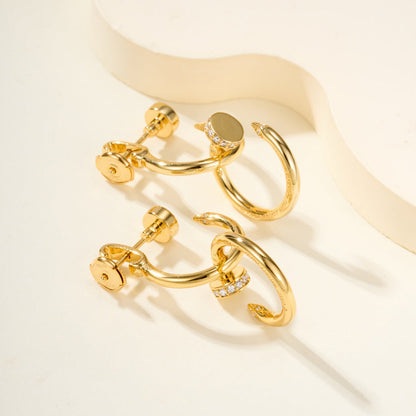 [Luna Brilliance]JUSTE HALF DIAMOND DOUBLE EARRINGS