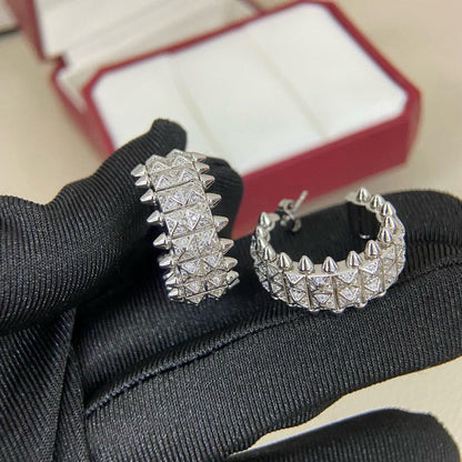 [Luna Brilliance]CLASH 9.2MM FULL DIAMOND DOUBLE ROW EARRINGS