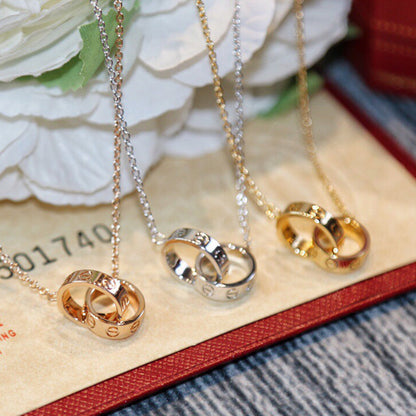 [Luna Brilliance]LOVE DOUBLE RING NECKLACE