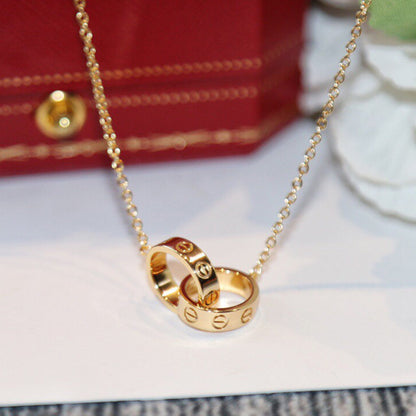 [Luna Brilliance]LOVE DOUBLE RING NECKLACE