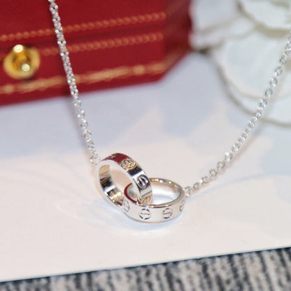 [Luna Brilliance]LOVE DOUBLE RING NECKLACE