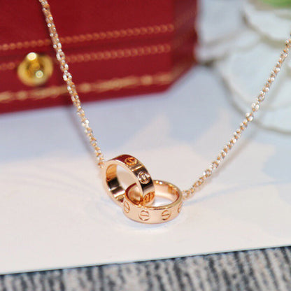 [Luna Brilliance]LOVE DOUBLE RING NECKLACE