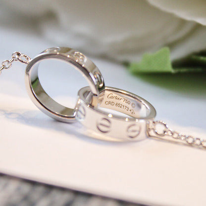 [Luna Brilliance]LOVE DOUBLE RING NECKLACE