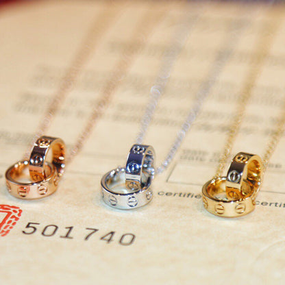 [Luna Brilliance]LOVE DOUBLE RING NECKLACE