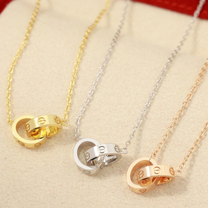 [Luna Brilliance]LOVE DOUBLE RING NECKLACE