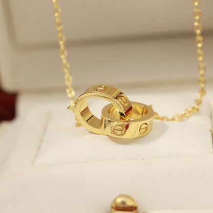 [Luna Brilliance]LOVE DOUBLE RING NECKLACE